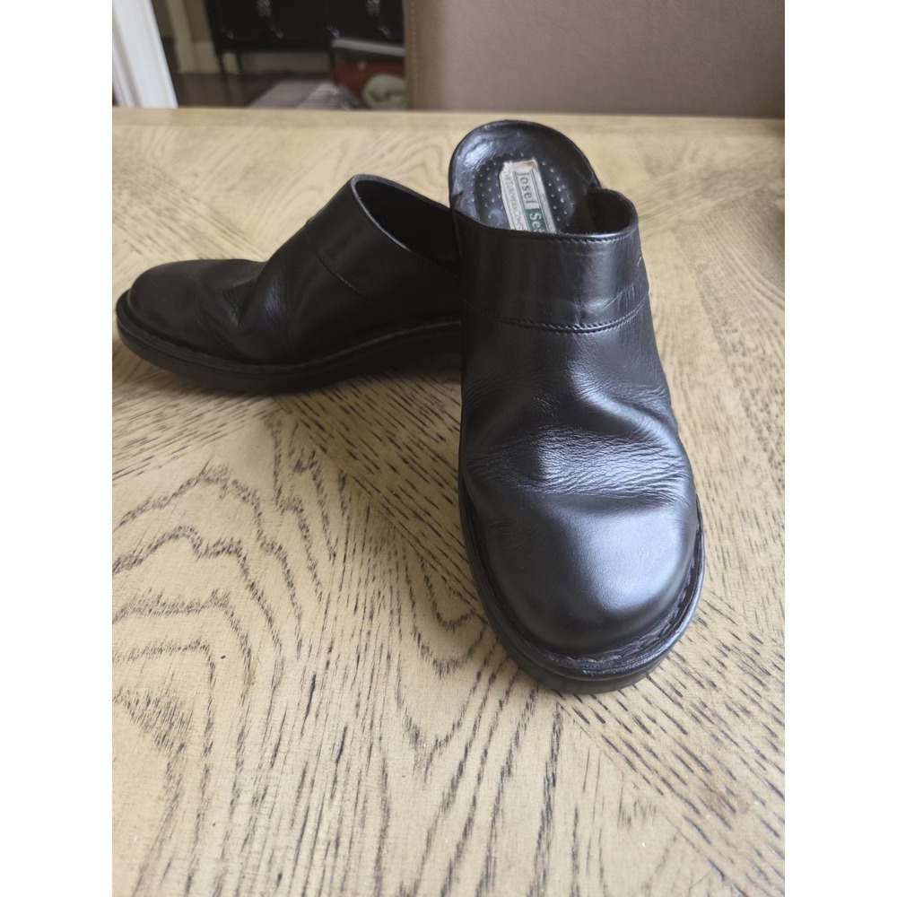 Josef Seibel Shoes Womens 8/39 Casual Slip On Heeled Mule Clogs Black Leather